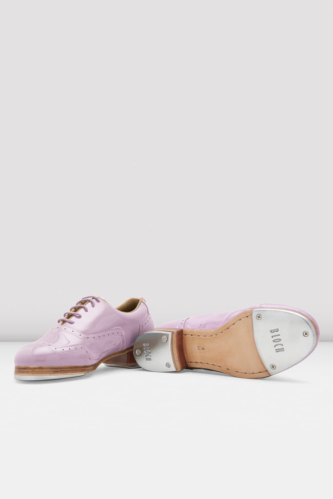 BLOCH Lilac Patent Jason Samuels Smith tap shoes pair of shoes showing top and sole of shoes