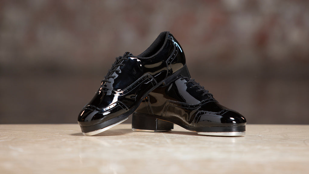A pair of Jason Samuels Smith Tap Shoes in Black Patent