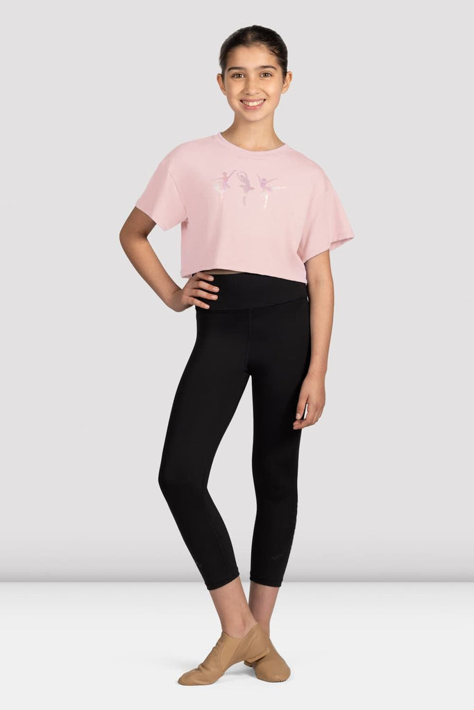 Girls Mirella Glow Girl Ballerina Print Crop Top - BLOCH UK