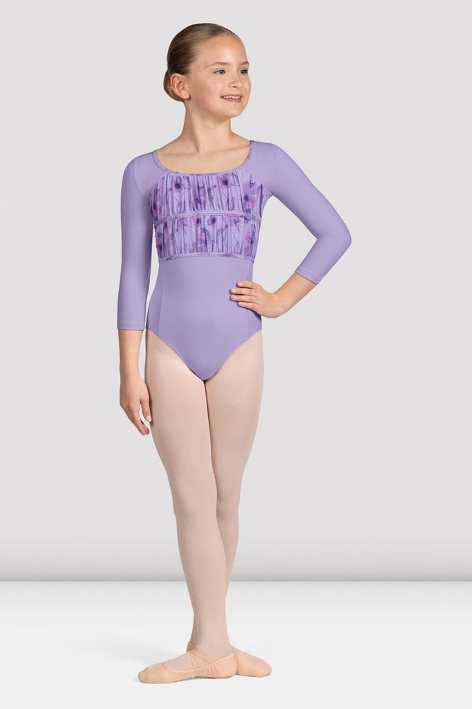 Girls Sophie Floral 3/4 Sleeve Leotard - BLOCH UK