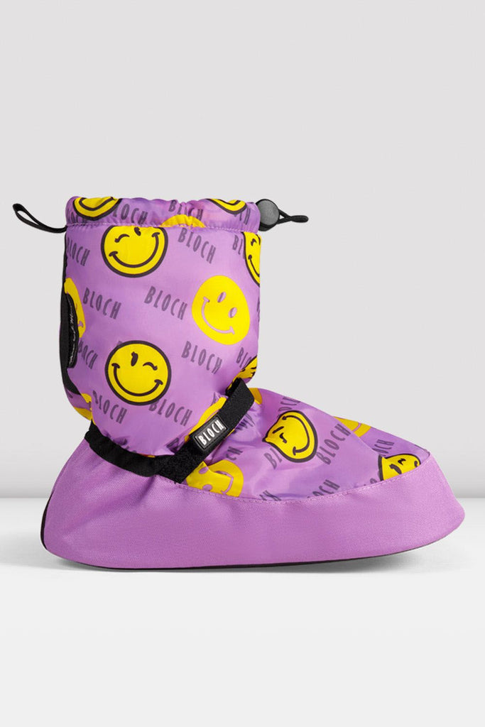 Childrens Smiley Print Warm Up Booties - BLOCH UK