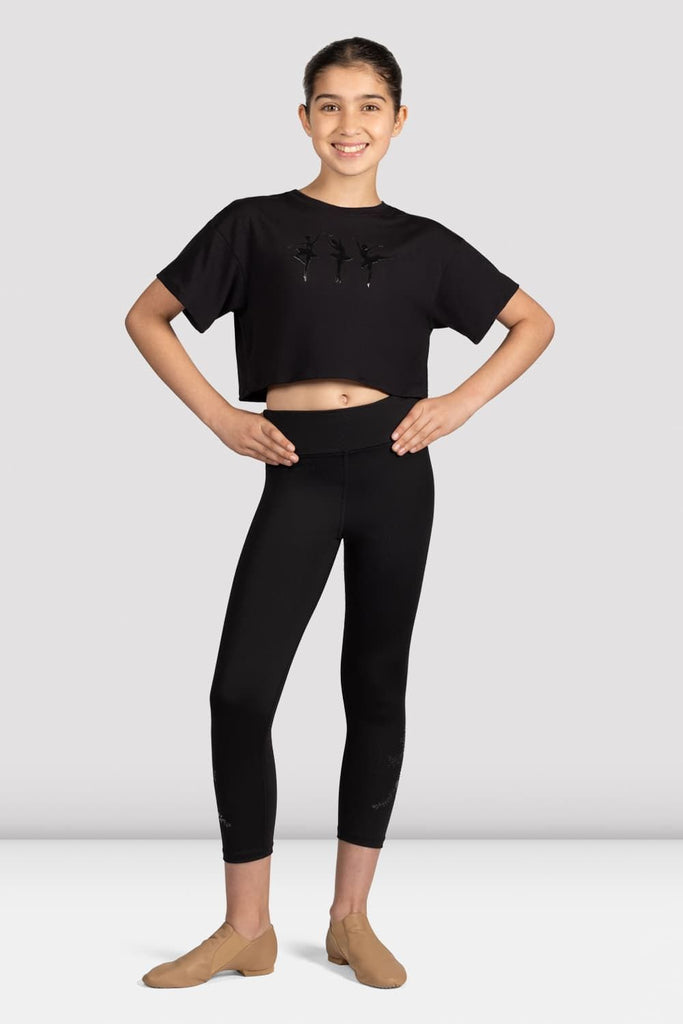 Girls Mirella Glow Girl Ballerina Print Crop Top - BLOCH UK