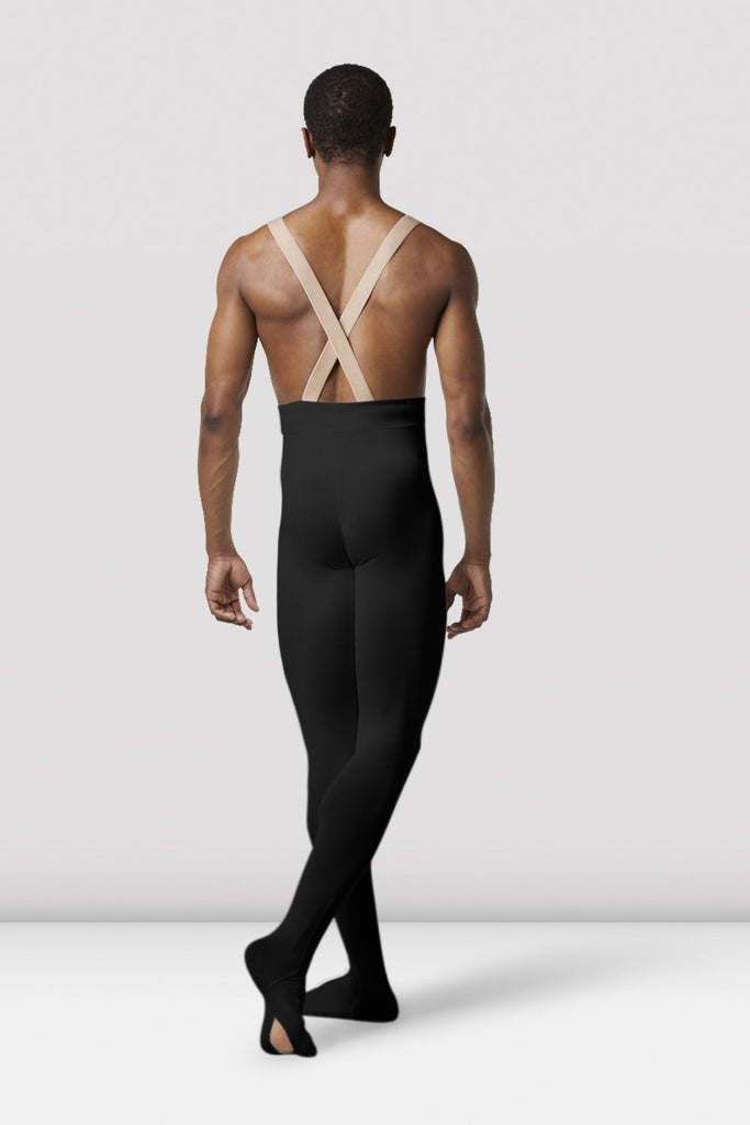 Black Bloch Mens Performance Footed Dance Tight on male model in classical position with arms by side facing back