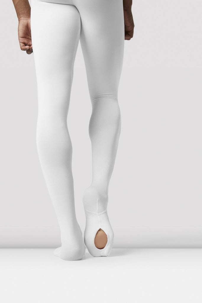 White Bloch Mens Performance Footed Dance Tight on male model facing back focus on sole of right foot