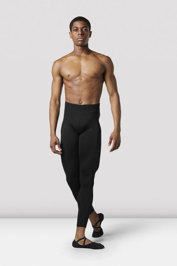 Black Bloch Mens Full Length Dance Tight on male model in classical position with arms by side