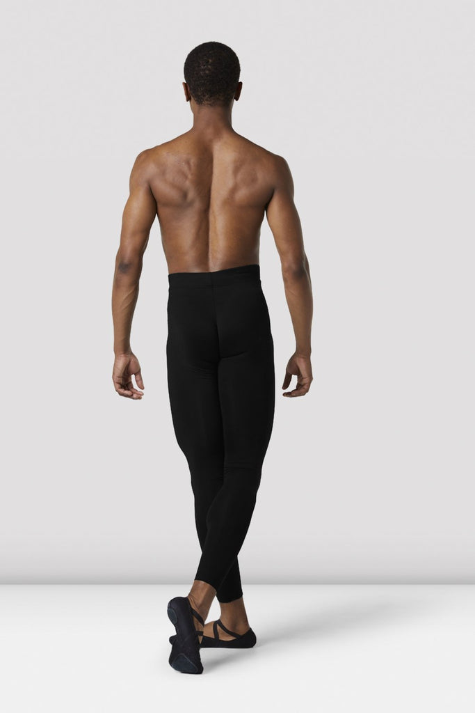 Black Bloch Mens Full Length Dance Tight on male model in classical position with arms by side from back