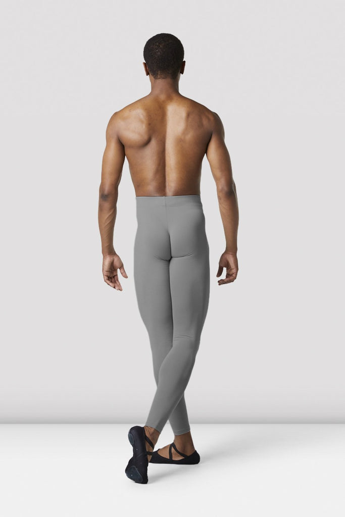 Gun metal Bloch Mens Full Length Dance Tight on male model in classical position with arms by side from back