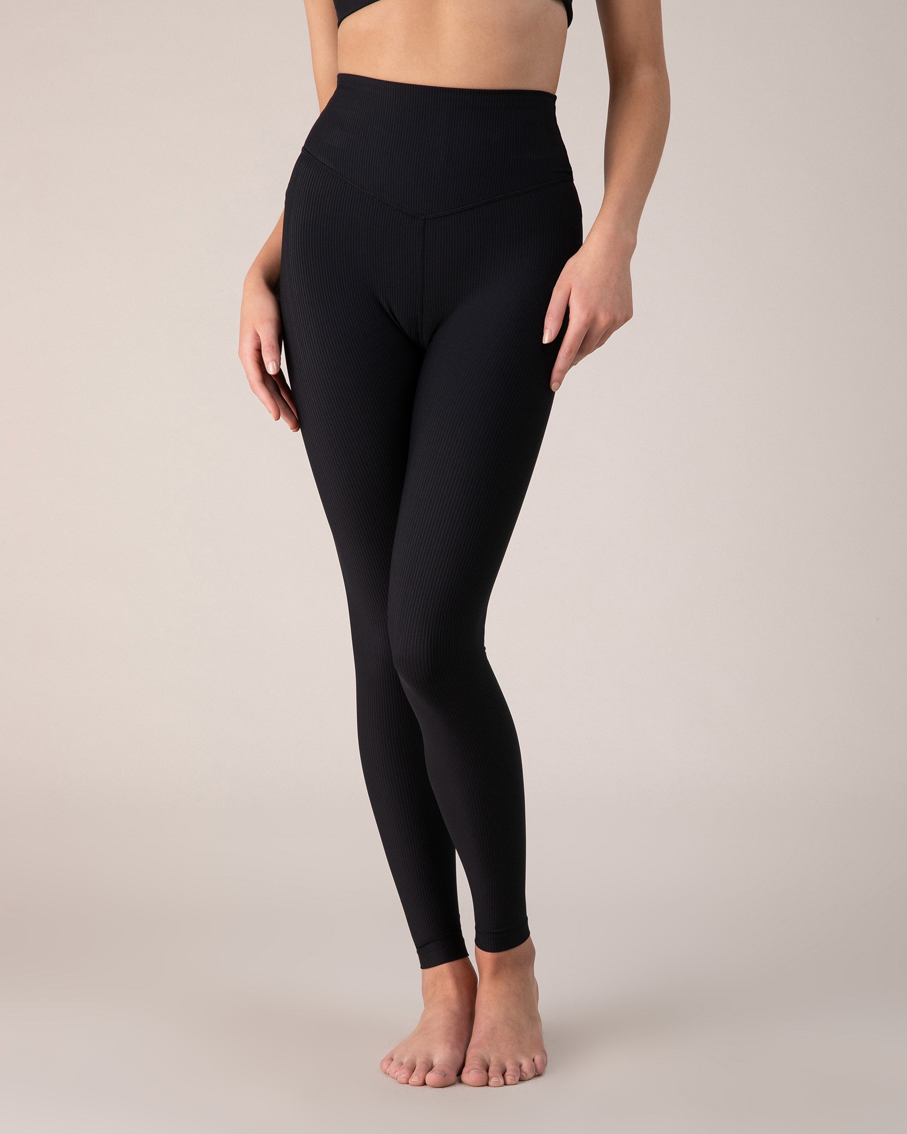 Tall Thick Ribbed Mid Rise Basic Leggings